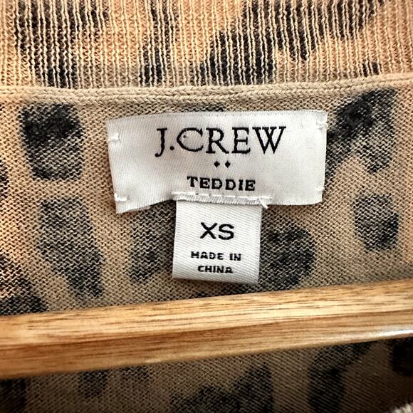 J Crew Factory Teddie Long Sleeve Leopard Print 100% Cotton Sweater Size XS - Picture 5 of 6